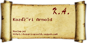 Kozári Arnold névjegykártya